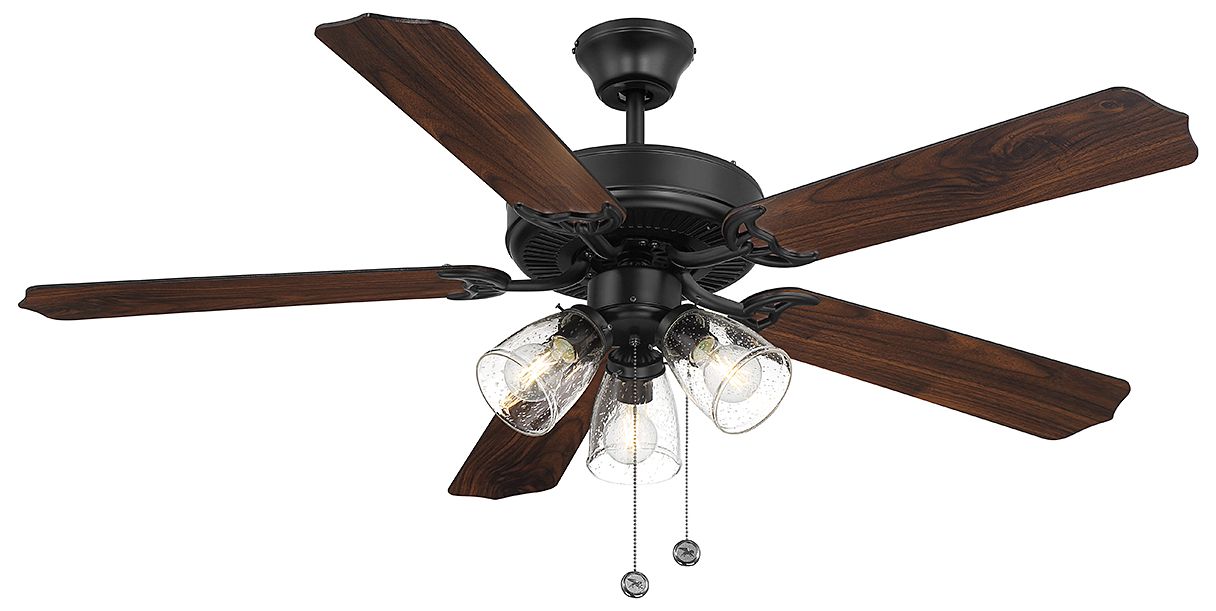 Image 4 52" 3-Light Ceiling Fan in Matte Black more views