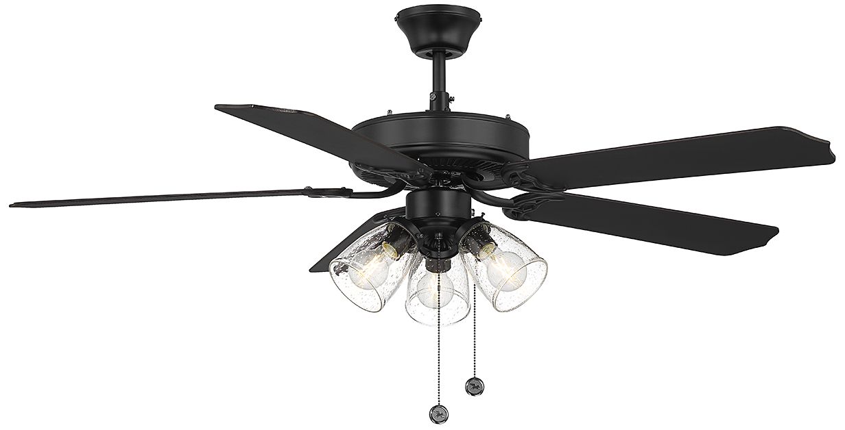 Image 6 52" 3-Light Ceiling Fan in Matte Black more views