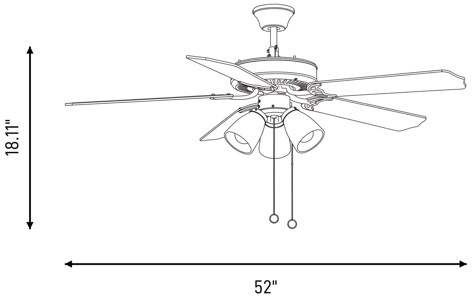 52" 3-Light Ceiling Fan in Oil Rubbed Bronze