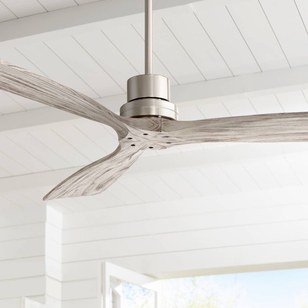 84 Ultra Breeze Brushed Nickel LED Wet Ceiling Fan with Remote