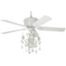 52" Casa Deville Rubbed White Chandelier Ceiling Fan with Pull Chain