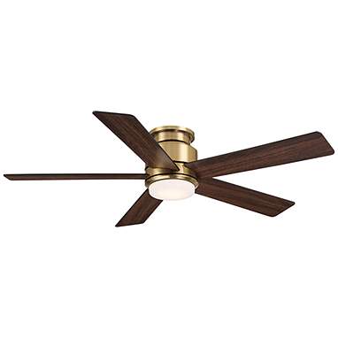 52" Casa Vieja Grand Palm Soft Brass LED Damp Rated Hugger Fan