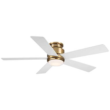 52" Casa Vieja Grand Palm Soft Brass LED Damp Rated Hugger Fan