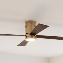 52" Casa Vieja Revue Soft Brass LED Hugger Ceiling Fan with Remote