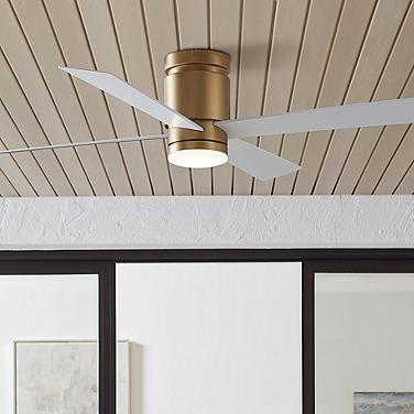 52" Fanimation Kwartet Satin Brass CCT LED Hugger Ceiling Fan