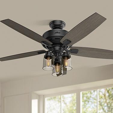 52" Hunter Bennett Matte Black LED Ceiling Fan