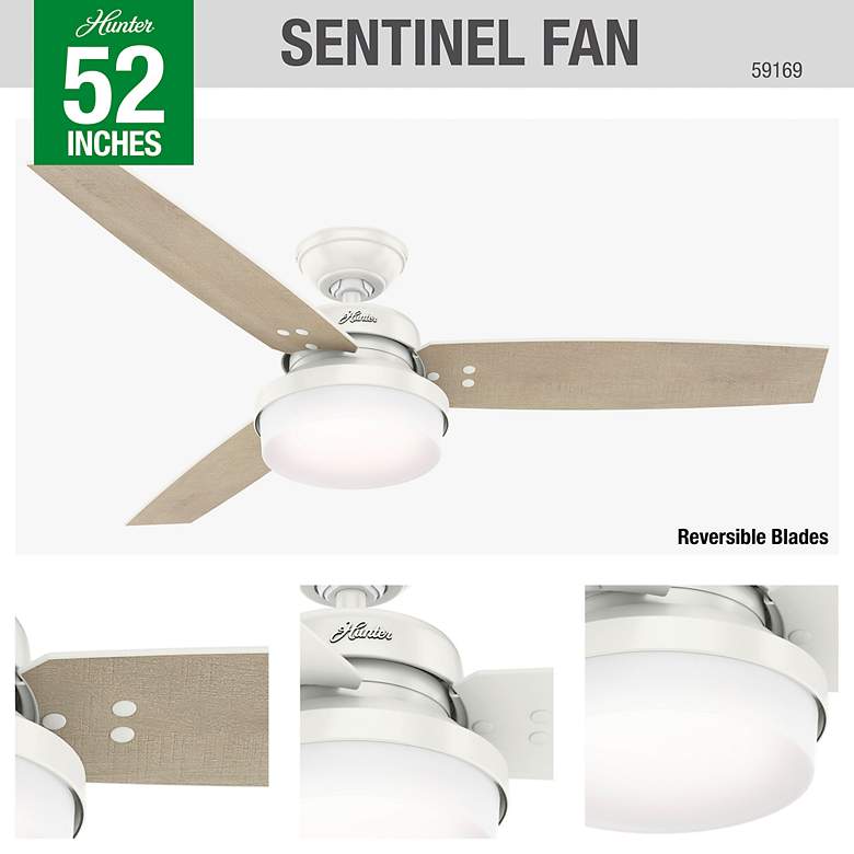 Image 5 52" Hunter Sentinel Indoor Fresh White LED Ceiling Fan with Remote more views