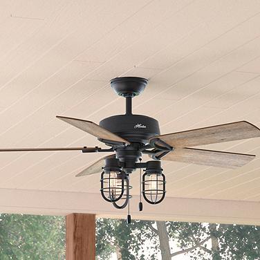 52" Hunter Starklake Natural Black Iron LED Ceiling Fan