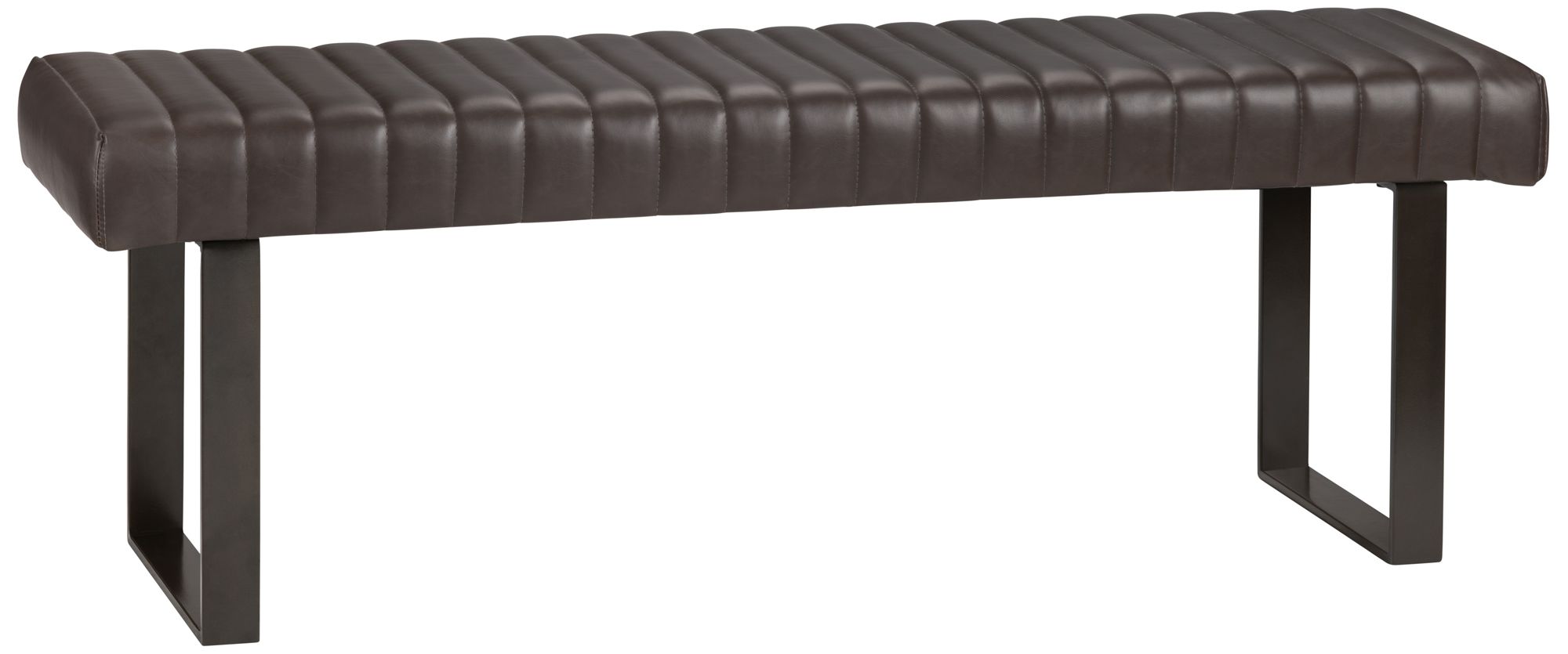 Thumbnail1 of 52 in. Brown Upholstered Accent Bench with Black Iron Frame