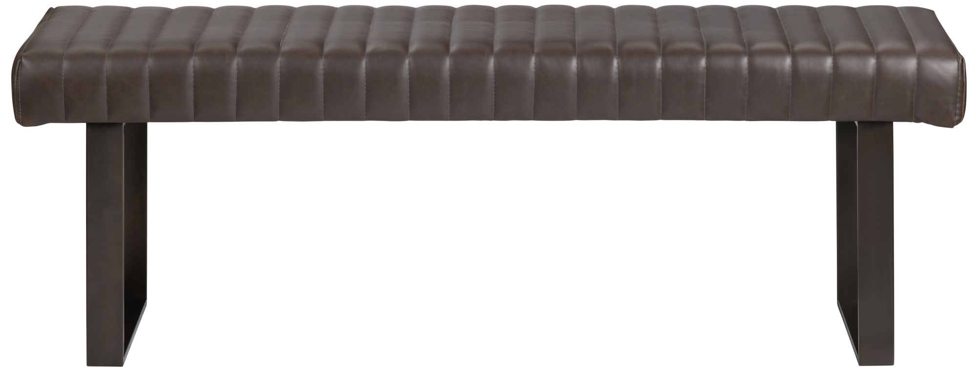 Thumbnail2 of 52 in. Brown Upholstered Accent Bench with Black Iron Frame more views