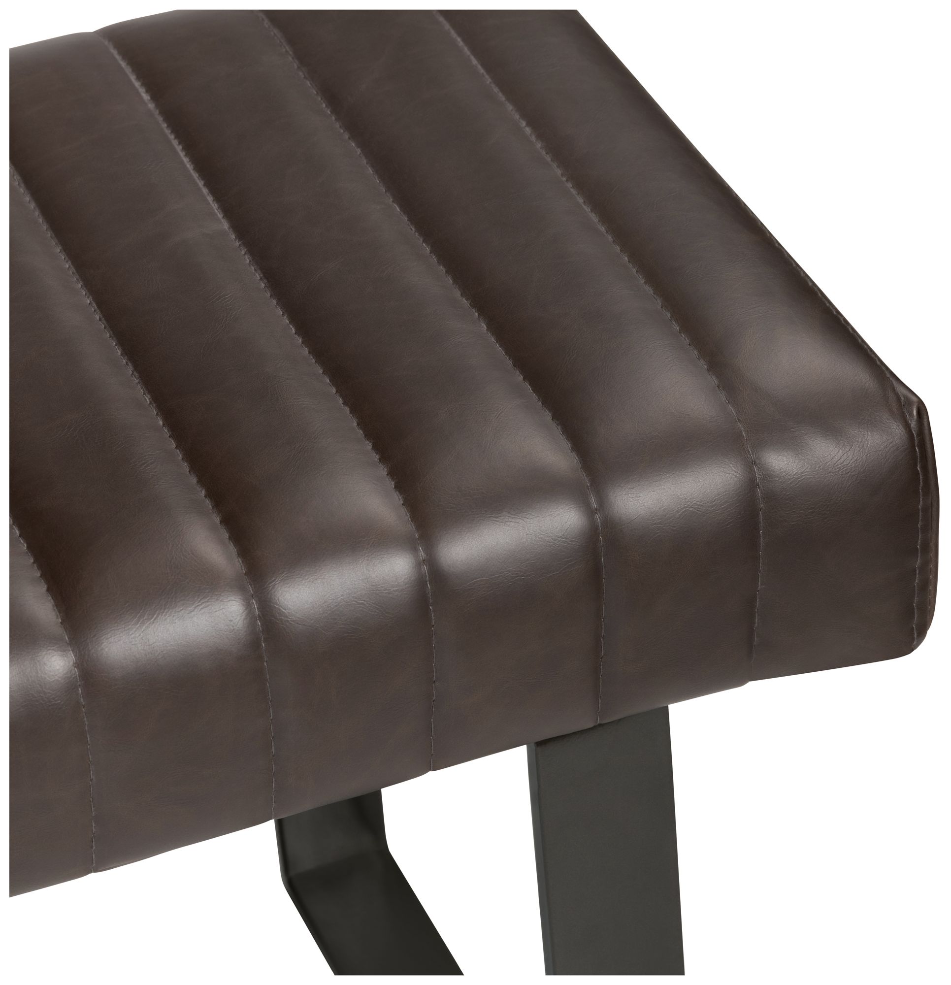 Thumbnail3 of 52 in. Brown Upholstered Accent Bench with Black Iron Frame more views