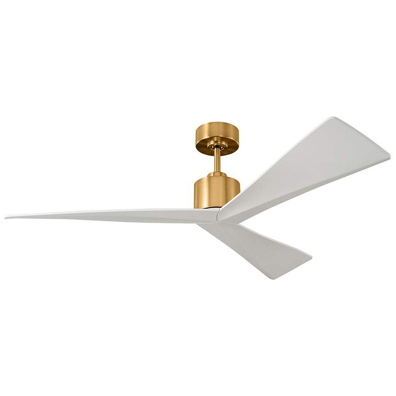 Image 1 52" Adler Burnished Brass Ceiling Fan w/ Matte White Blades