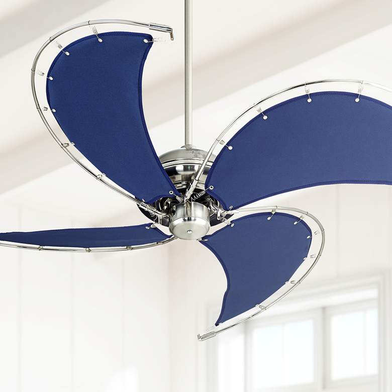 Image 1 52 inch Aerial Brushed Nickel Blue Canvas Blade Ceiling Fan