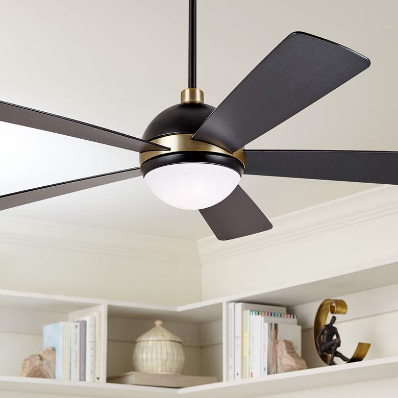 Image 1 52 inch Astor BBQ Black and Satin Gold LED Ceiling Fan