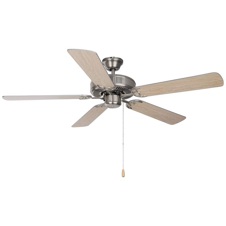 Image 1 52 inch Basic-Max Satin Nickel Maple Ceiling Fan with Pull Chain