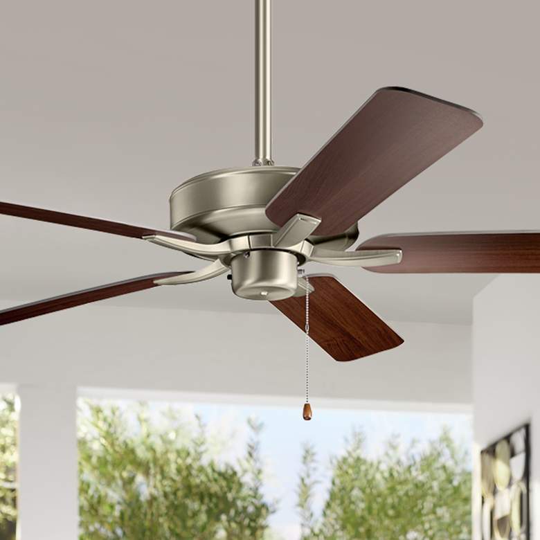 Image 1 52 inch Basics Pro Kichler Brushed Nickel Finish Pull Chain Ceiling Fan