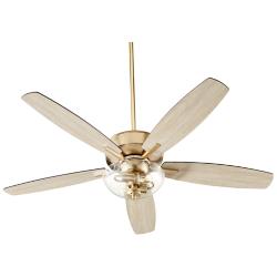 52" Breeze Aged Brass and Weathered Oak LED Ceiling Fan