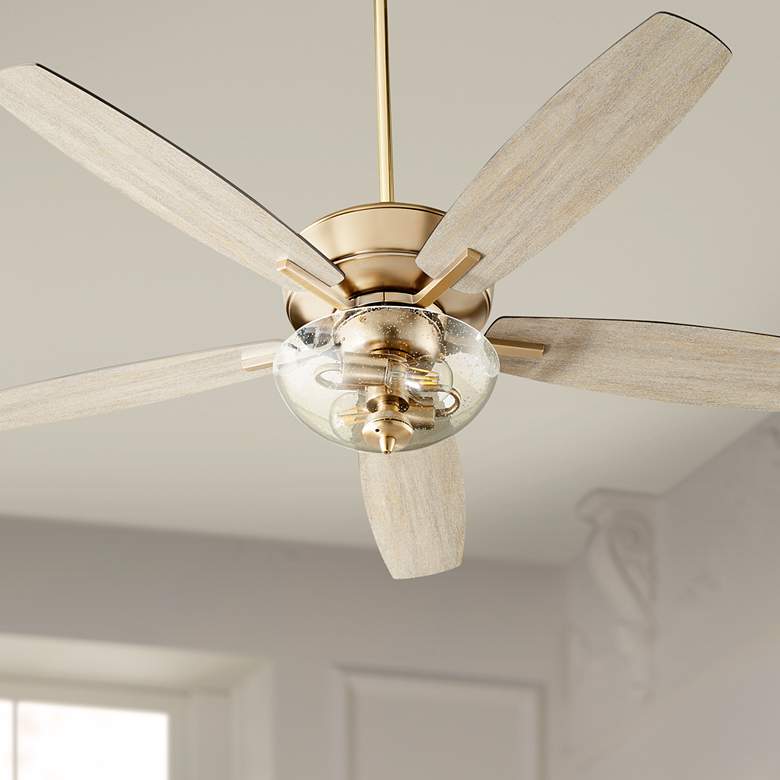Image 1 52" Breeze Aged Brass and Weathered Oak LED Ceiling Fan