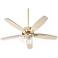 52" Breeze Aged Brass Ceiling Fan w/ Black and Oak Blades