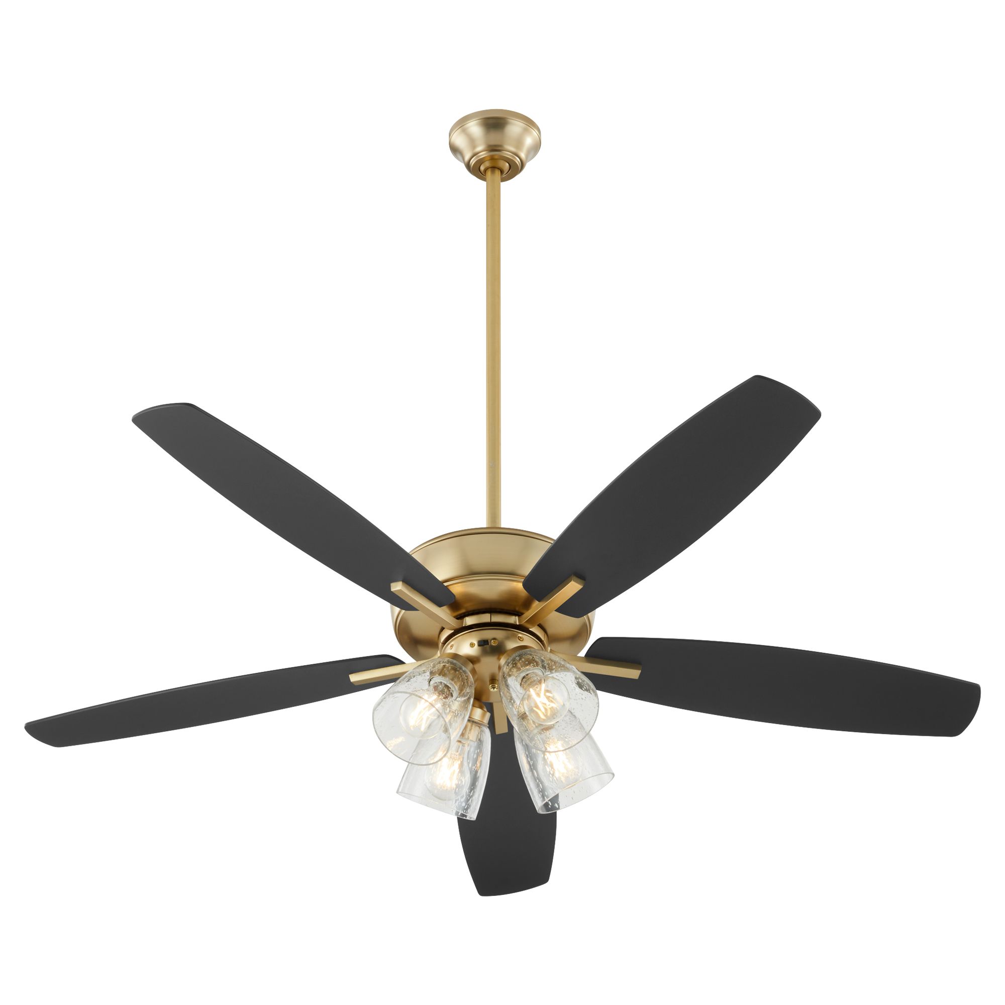 Image 3 52" Breeze Aged Brass Ceiling Fan w/ Black and Oak Blades more views
