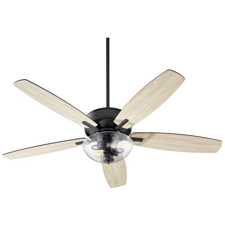 Image 1 52" Breeze Black LED Ceiling Fan w/ Weathered Oak Blades
