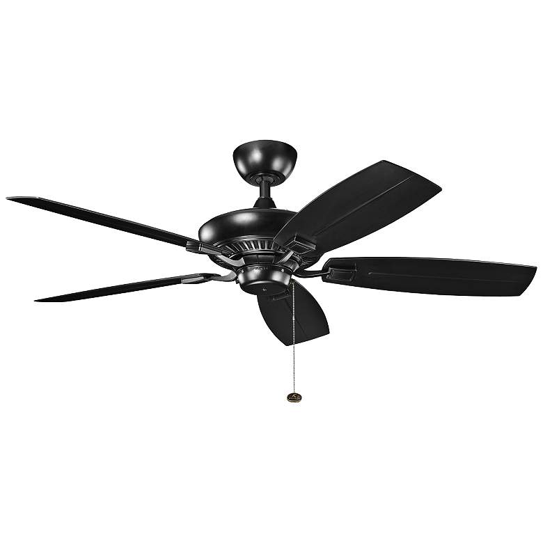 Image 2 52 inch Canfield Patio Wet Rated Satin Black Ceiling Fan with Pull Chain