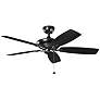 52" Canfield Patio Wet Rated Satin Black Ceiling Fan with Pull Chain
