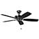 52" Canfield Patio Wet Rated Satin Black Ceiling Fan with Pull Chain