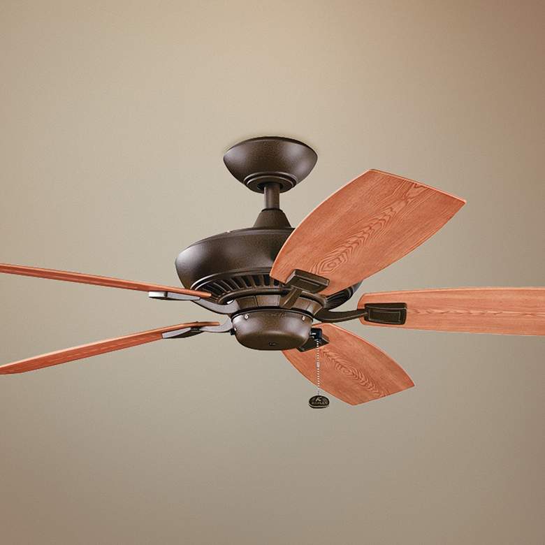Image 1 52 inch Canfield Patio Wet Rated Tannery Bronze Pull Chain Ceiling Fan
