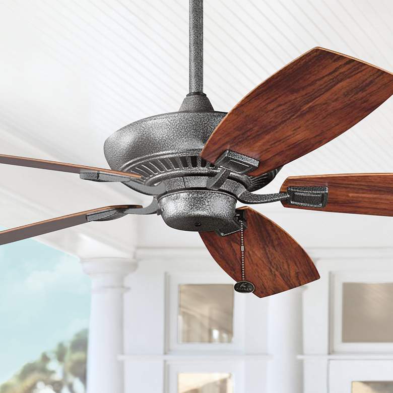 Image 1 52 inch Canfield Weathered Steel Wet Rated Ceiling Fan with Pull Chain