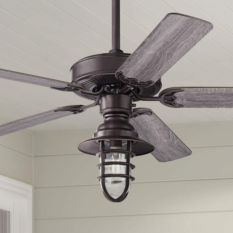 Image 1 52" Casa Bay View Bronze Hooded Cage Damp LED Ceiling Fan