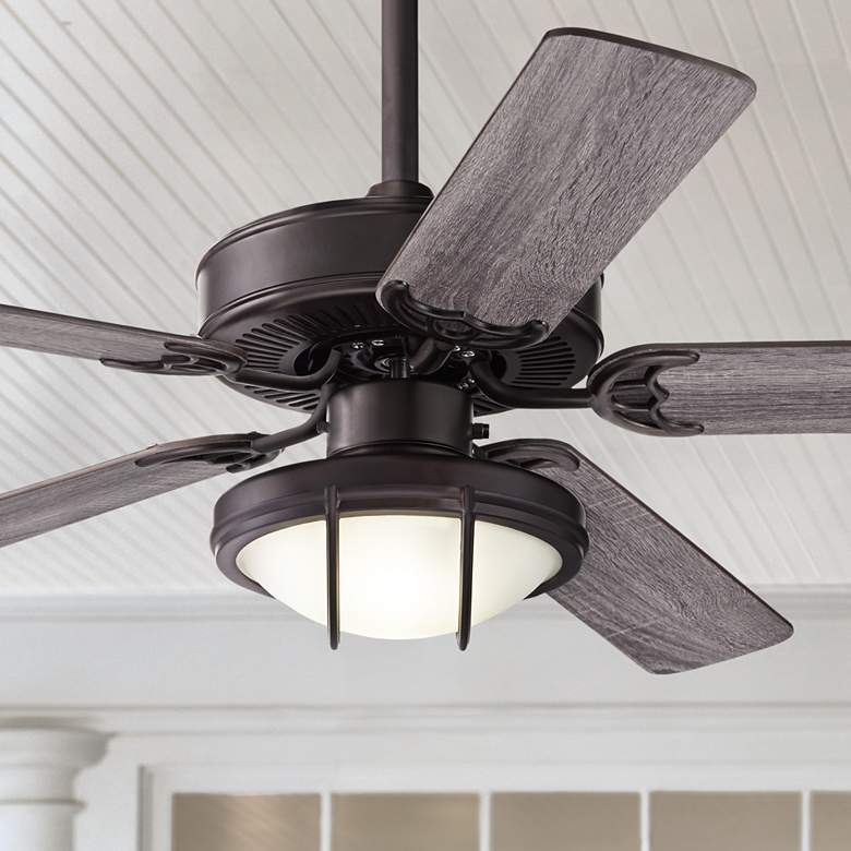 Image 1 52" Casa Bay View Frosted Glass Damp LED Pull Chain Ceiling Fan