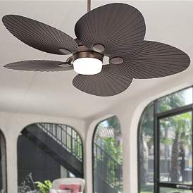 Image1 of 52" Casa Breeze Oil-Brushed Bronze LED Damp Ceiling Fan with Remote