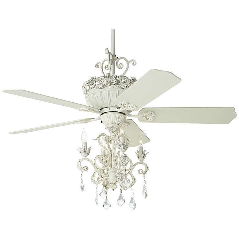 52&quot; Casa Chic&#8482; Rubbed White Finish Chandelier Ceiling Fan