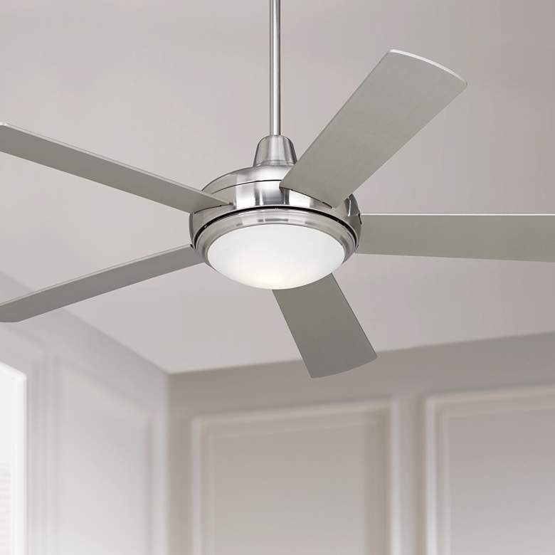 Image 1 52" Casa Compass Brushed Nickel LED Ceiling Fan with Remote Control