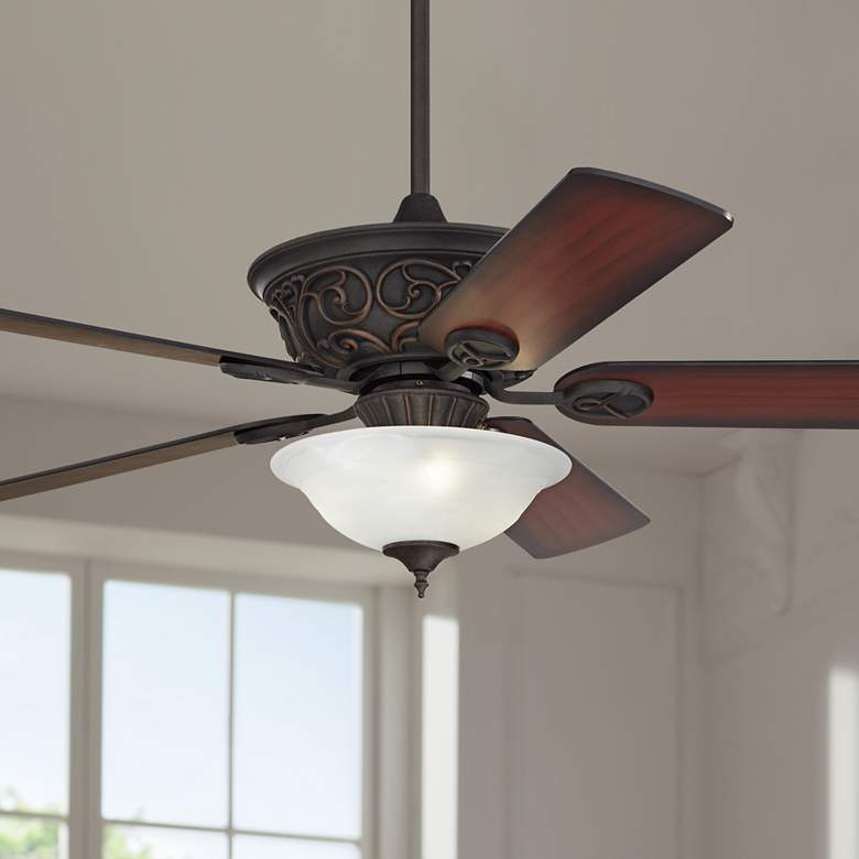 Image 1 52" Casa Contessa™ Bronze Alabaster LED Pull Chain Ceiling Fan
