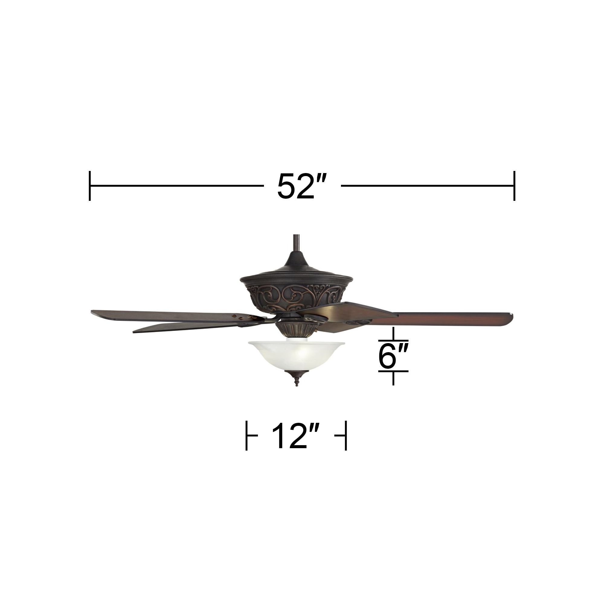 52" Casa Contessa Bronze Alabaster LED Pull Chain Ceiling Fan