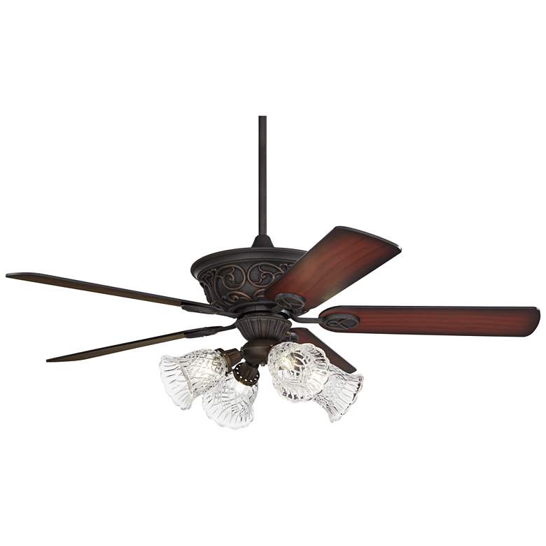 Image 2 52" Casa Contessa™ Bronze Clear Glass LED Pull Chain Ceiling Fan