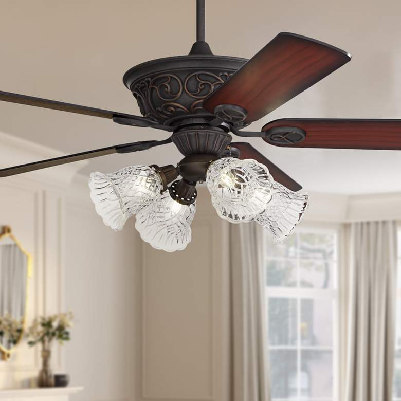 Image 1 52" Casa Contessa™ Bronze Clear Glass LED Pull Chain Ceiling Fan