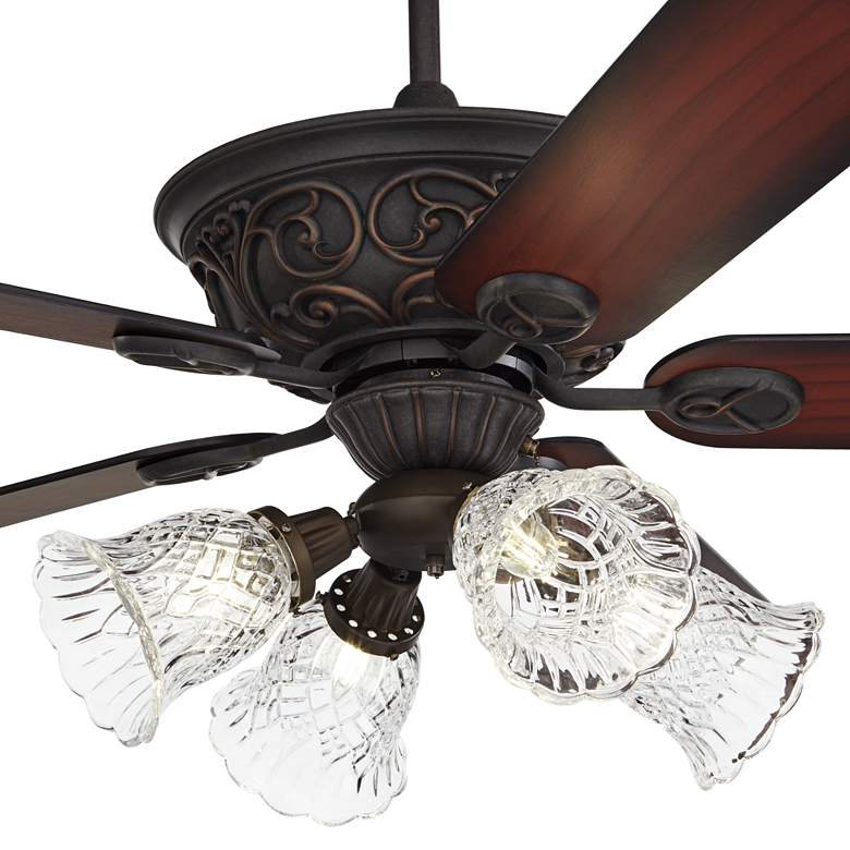 Image 3 52" Casa Contessa™ Bronze Clear Glass LED Pull Chain Ceiling Fan more views