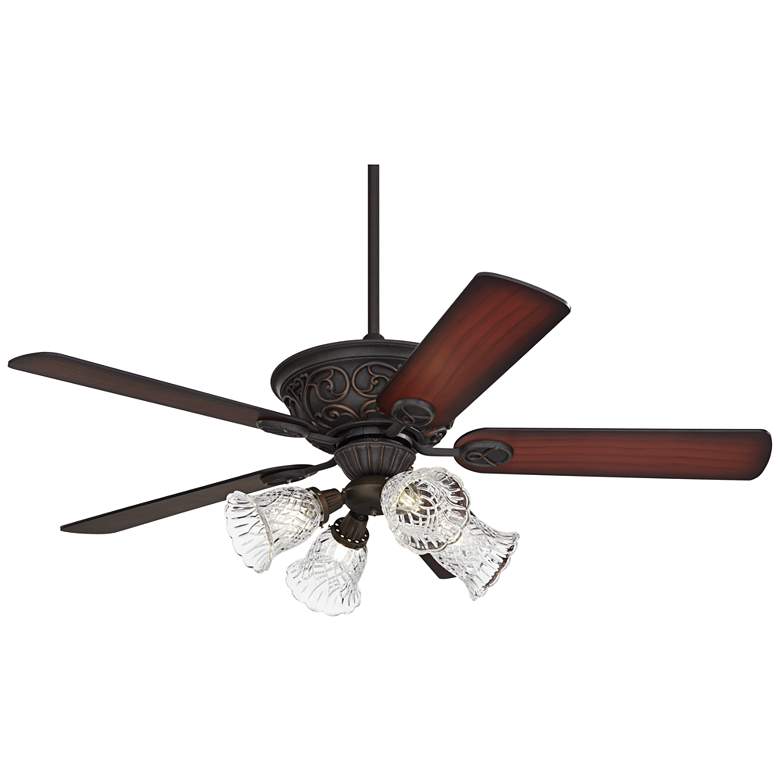 Image 5 52" Casa Contessa™ Bronze Clear Glass LED Pull Chain Ceiling Fan more views