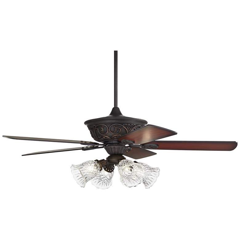 Image 6 52" Casa Contessa™ Bronze Clear Glass LED Pull Chain Ceiling Fan more views