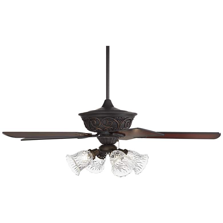 Image 7 52" Casa Contessa™ Bronze Clear Glass LED Pull Chain Ceiling Fan more views