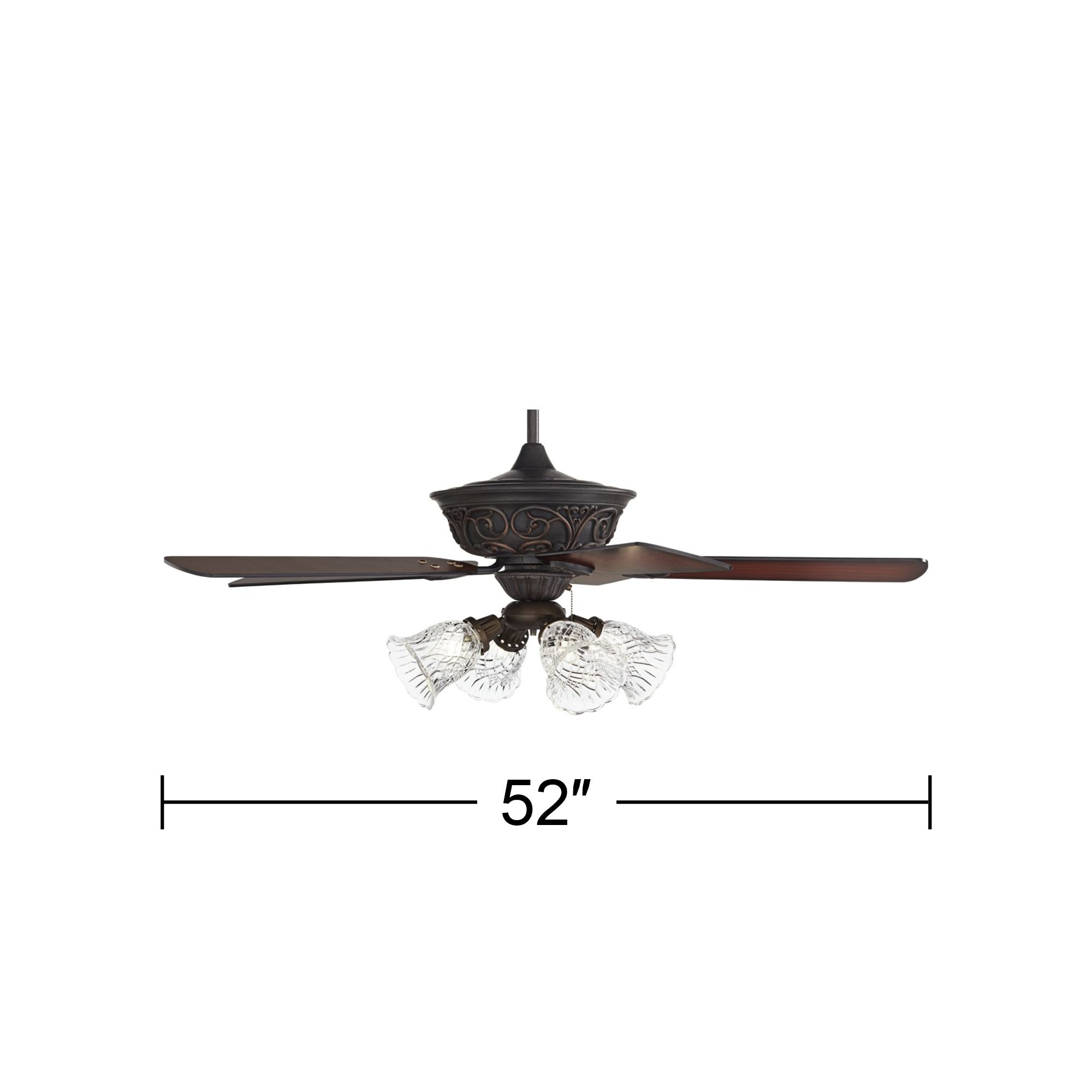 52" Casa Contessa Bronze Clear Glass LED Pull Chain Ceiling Fan