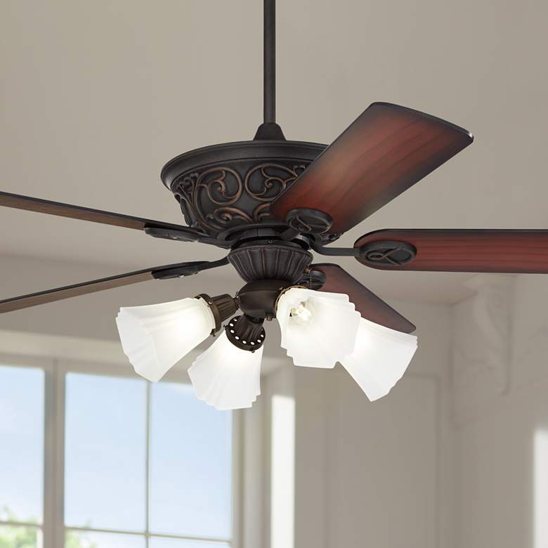 Image 1 52" Casa Contessa™ Bronze LED Ceiling Fan with Pull Chain