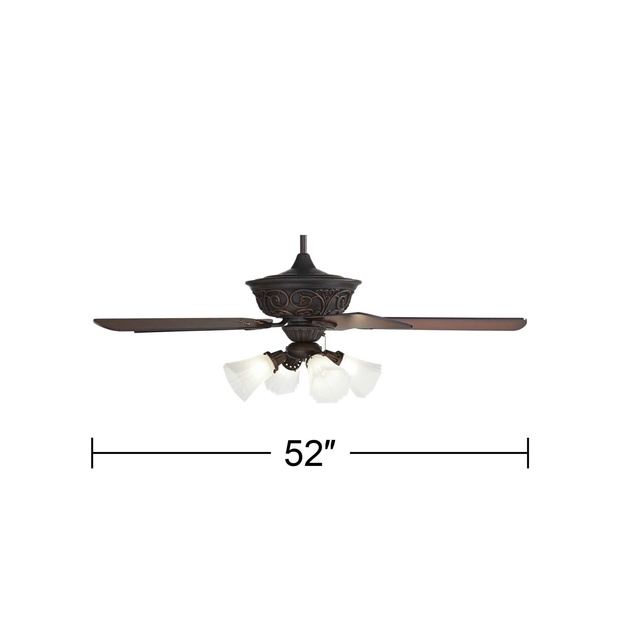 52" Casa Contessa Bronze LED Ceiling Fan with Pull Chain