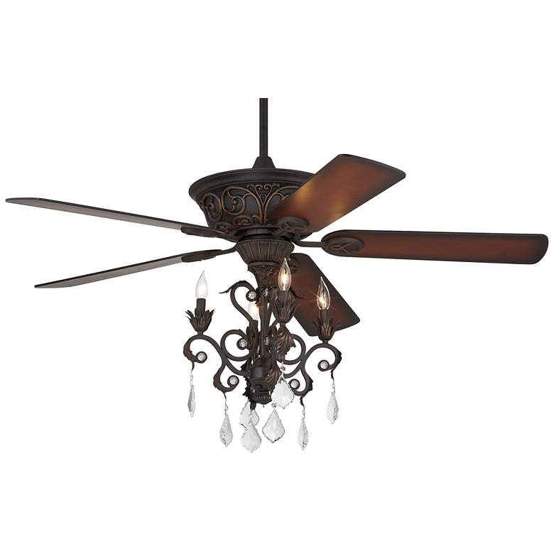 Image 2 52" Casa Contessa Bronze LED Chandelier Pull Chain Ceiling Fan