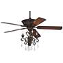 52" Casa Contessa Bronze LED Chandelier Pull Chain Ceiling Fan