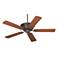 52" Casa Contessa Copper Bronze and Teak Ceiling Fan with Pull Chain