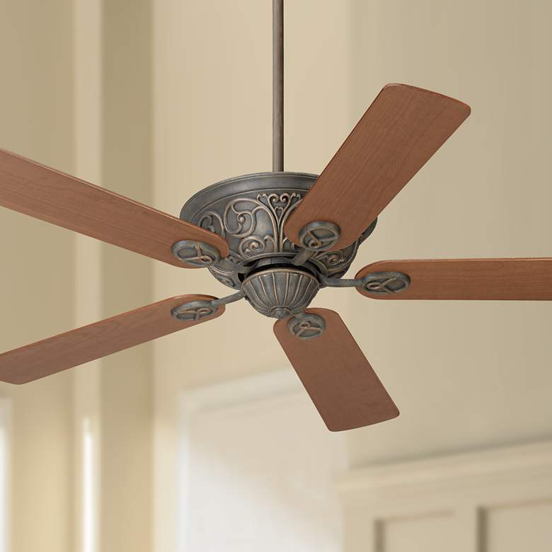 Image 1 52" Casa Contessa Copper Bronze and Teak Ceiling Fan with Pull Chain